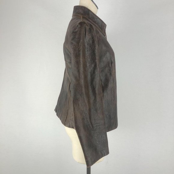 *SOLD* West End Brown Leather Full Zip Jacket Sz M - Picture 4 of 12